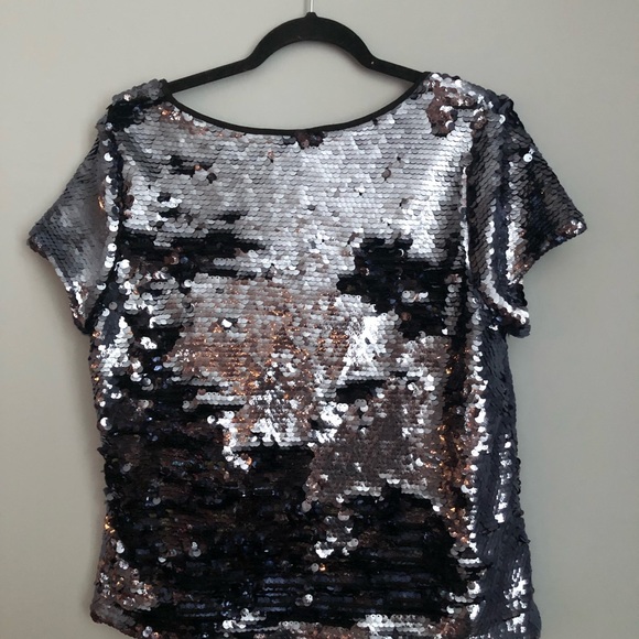⭕️ PRICE FIRM Anthropologie Leifsdottir Size Large Blue Sequin Top - Picture 5 of 7